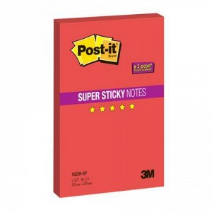 Блок самоклеящ. (стикер) POST-IT Super Sticky "Мегастикеры", 150х228 мм, 90 л., красный, 1623R-SP