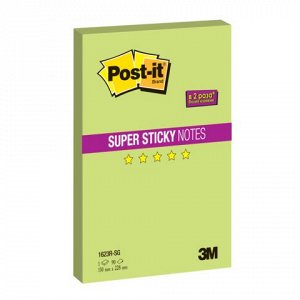 Блок самоклеящ. (стикер) POST-IT Super Sticky "Мегастикеры", 150х228 мм, 90 л., неон.зелен, 1623R-SG