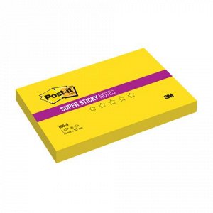 Блок самоклеящ. (стикер) POST-IT Super Sticky 76х127 мм, 90 л., неоновый желтый, 655-S