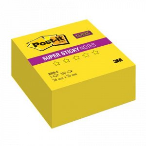 Блок самоклеящ. (стикер) POST-IT Super Sticky 76х76 мм, 350 л., неоновый желтый, 2028-S