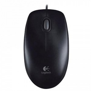 Мышь проводная LOGITECH B100, USB, 2 кнопки+1 колесо-кнопка,