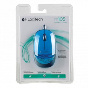 Мышь проводная LOGITECH M105, USB, 2 кнопки+1 колесо-кнопка,