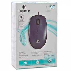 Мышь проводная LOGITECH M90, USB, 2 кнопки+1 колесо-кнопка,