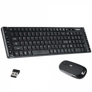 Набор беспроводной SONNEN KB-S100, клавиатура, мышь 2кнопки+1колесо-кнопка, черный, 511283