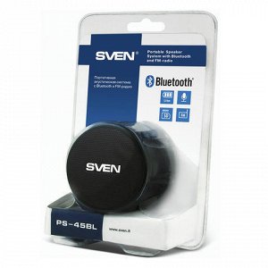 Колонка портативная SVEN PS-45BL, 1.0, 3 Вт, Bluetooth, FM-т