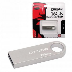 Флэш-диск 16GB KINGSTON Data Traveler SE9 USB 2.0, металл. к