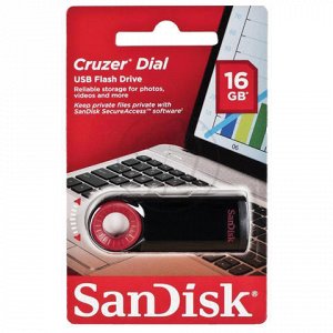 Флэш-диск 16GB SANDISK Cruzer Dial USB 2.0, черный/красный,