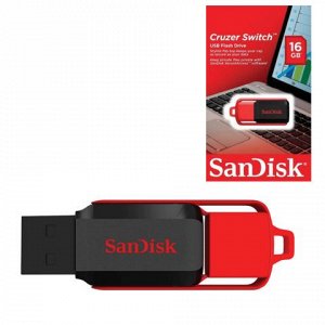 Флэш-диск 16GB SANDISK Cruzer Switch USB 2.0, черно-красный,