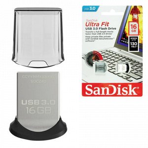 Флэш-диск 16GB SANDISK Ultra Fit USB 3.0, серебристый, SDCZ4