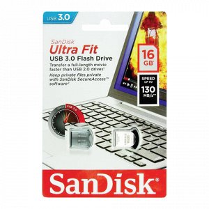 Флэш-диск 16GB SANDISK Ultra Fit USB 3.0, серебристый, SDCZ4