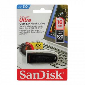 Флэш-диск 16GB SANDISK Ultra USB 3.0, черный, SDCZ48-016G-U4