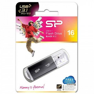 Флэш-диск 16GB SILICON POWER Blaze B02 USB 3.1, черный, SP01