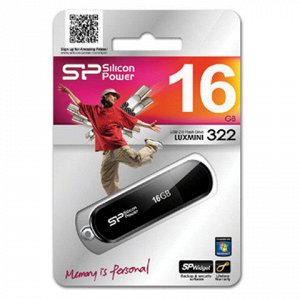 Флэш-диск 16GB SILICON POWER LuxMini 322 USB 2.0, черный, SP