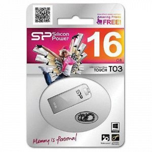 Флэш-диск 16GB SILICON POWER Touch T03 USB 2.0, металл. корп