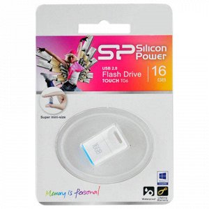 Флэш-диск 16GB SILICON POWER Touch T06 USB 2.0, белый, SP016