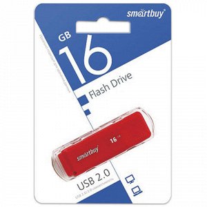 Флэш-диск 16GB SMARTBUY Dock USB 2.0, красный, SB16GBDK-R