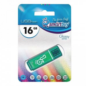 Флэш-диск 16GB SMARTBUY Glossy USB 2.0, зеленый, SB16GBGS-G