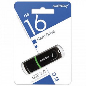 Флэш-диск 16GB SMARTBUY Paean USB 2.0, черный, SB16GBPN-K