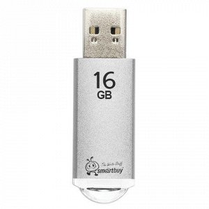 Флэш-диск 16GB SMARTBUY V-Cut USB 2.0, металл. корпус, сереб