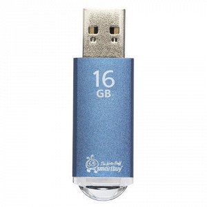 Флэш-диск 16GB SMARTBUY V-Cut USB 2.0, металл. корпус, синий