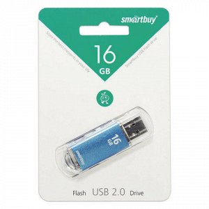 Флэш-диск 16GB SMARTBUY V-Cut USB 2.0, металл. корпус, синий