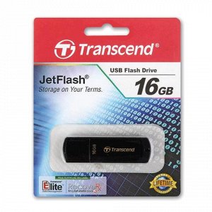 Флэш-диск 16GB TRANSCEND JetFlash 350 USB 2.0, черный, TS16G