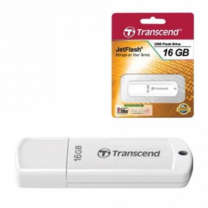 Флэш-диск 16GB TRANSCEND JetFlash 370 USB 2.0, белый, TS16GJ