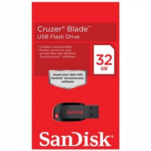 Флэш-диск 32GB SANDISK Cruzer Blade USB 2.0, черно-красный,