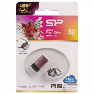 Флэш-диск 32GB SILICON POWER Jewel J20 USB 3.1, розовый, SP0