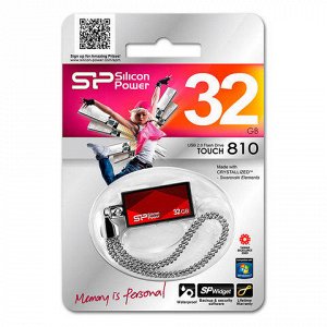 Флэш-диск 32GB SILICON POWER Touch 810 USB 2.0, красный, SP0