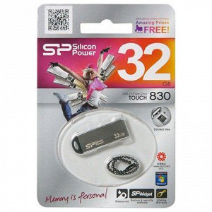 Флэш-диск 32GB SILICON POWER Touch 830 USB 2.0, металл. корп