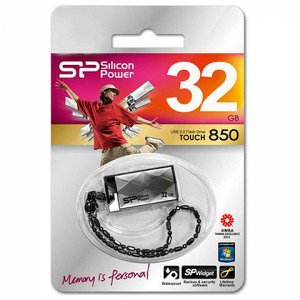 Флэш-диск 32GB SILICON POWER Touch 850 USB 2.0, металл. корп