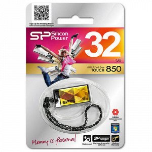 Флэш-диск 32GB SILICON POWER Touch 850 USB 2.0, металл. корп