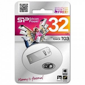 Флэш-диск 32GB SILICON POWER Touch T03 USB 2.0, металл. корп
