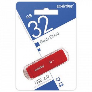 Флэш-диск 32GB SMARTBUY Dock USB 2.0, красный, SB32GBDK-R