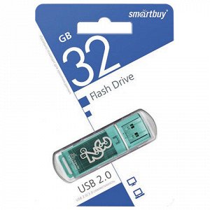 Флэш-диск 32GB SMARTBUY Glossy USB 2.0, зеленый, SB32GBGS-G