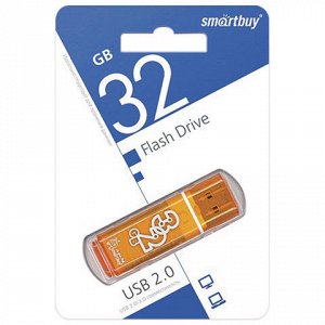 Флэш-диск 32GB SMARTBUY Glossy USB 2.0, оранжевый, SB32GBGS-