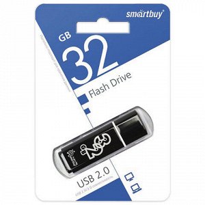 Флэш-диск 32GB SMARTBUY Glossy USB 2.0, черный, SB32GBGS-K