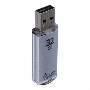 Флэш-диск 32 GB, SMARTBUY V-Cut, USB 2.0, металлический корпус, серебристый, SB32GBVC-S