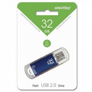 Флэш-диск 32GB SMARTBUY V-Cut USB 2.0, металл. корпус, синий