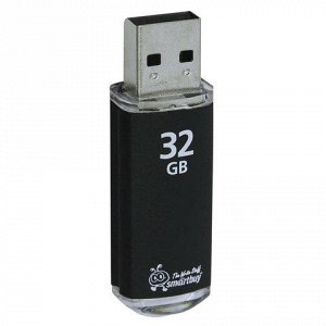 Флэш-диск 32 GB, SMARTBUY V-Cut, USB 2.0, металлический корпус, черный, SB32GBVC-K