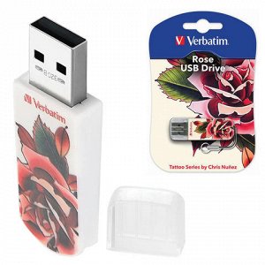 Флэш-диск 32GB VERBATIM Tattoo USB 2.0, Роза, 49896