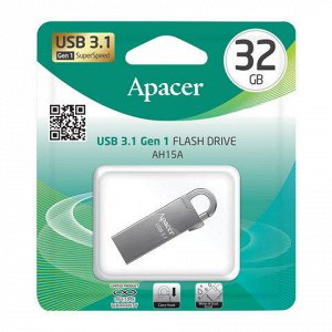 Флэш-диск 32Gb APACER AH15A, USB 3.1, металл. корпус, серебр