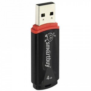 Флэш-диск 4 GB, SMARTBUY Crown, USB 2.0, черный, SB4GBCRW-K