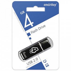 Флэш-диск 4GB SMARTBUY Glossy USB 2.0, черный, SB4GBGS-K