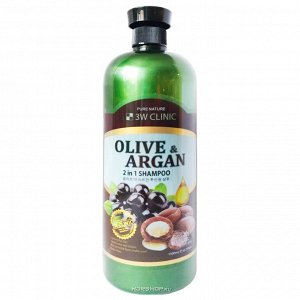 3W CLINIC Olive Argan 2IN1 Shampoo Шампунь для волос 2 в 1 "Олива и Арган" 1.5 л., ,