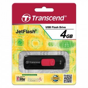 Флэш-диск 4GB TRANSCEND JetFlash 500 USB 2.0, черный, TS4GJF
