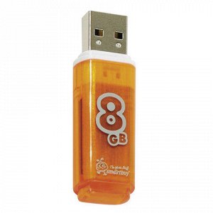 Флэш-диск 8GB SMARTBUY Glossy USB 2.0, оранжевый, SB8GBGS-Or
