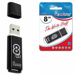 Флэш-диск 8GB SMARTBUY Glossy USB 2.0, черный, SB8GBGS-K