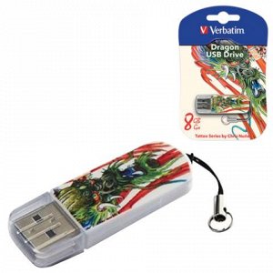 Флэш-диск 8GB VERBATIM Mini Tattoo Edition Dragon USB 2.0, б